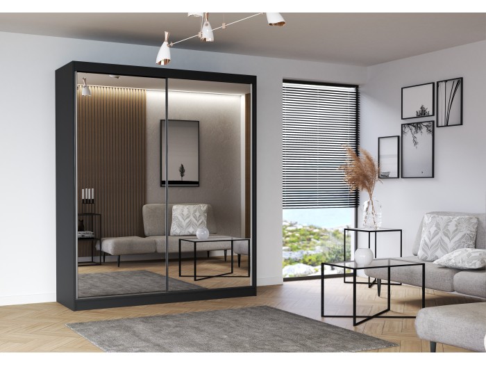 Гардероб с плъзгащи врати Multi 20 (черен) (203 см)